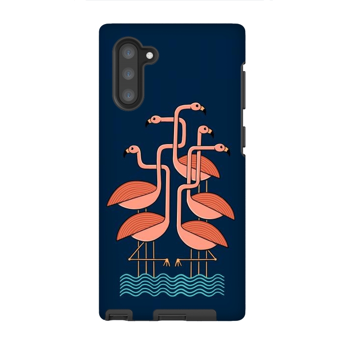 Galaxy Note 10 StrongFit Flamingos blue by Coffee Man