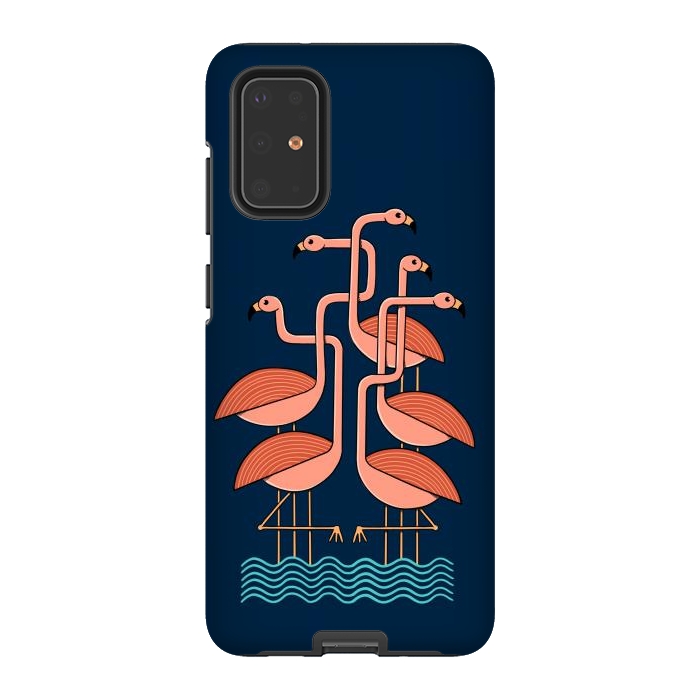 Galaxy S20 Plus StrongFit Flamingos blue by Coffee Man