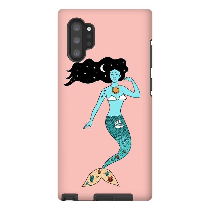 Galaxy Note 10 plus StrongFit Mermaid Nature Pink by Coffee Man
