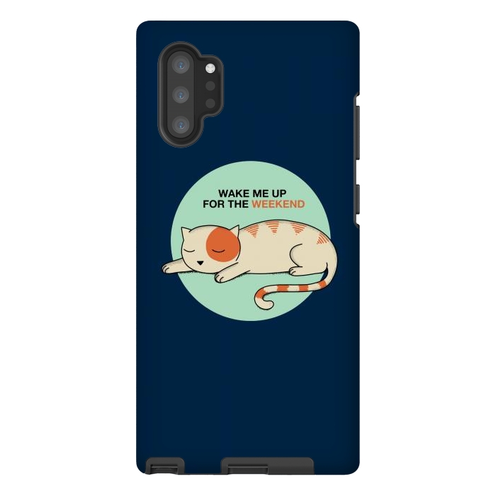 Galaxy Note 10 plus StrongFit Cat wake me up blue by Coffee Man