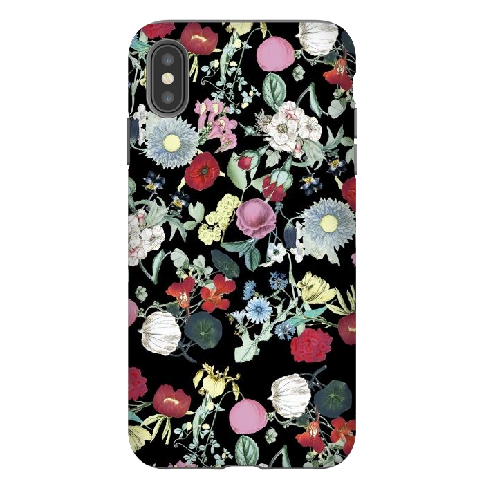 iPhone Xs Max StrongFit Elegant botanical flowers on black background by Oana 