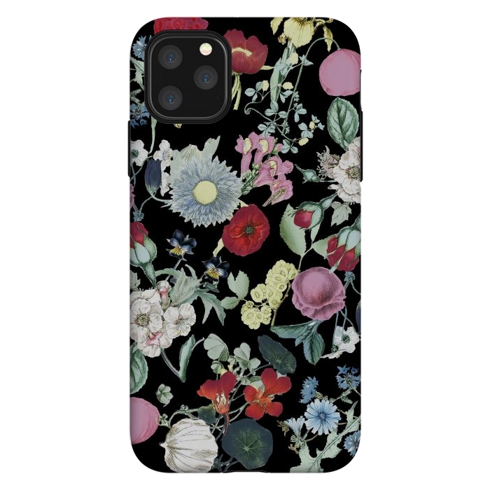 iPhone 11 Pro Max StrongFit Vintage flower garden - rich colors on black by Oana 
