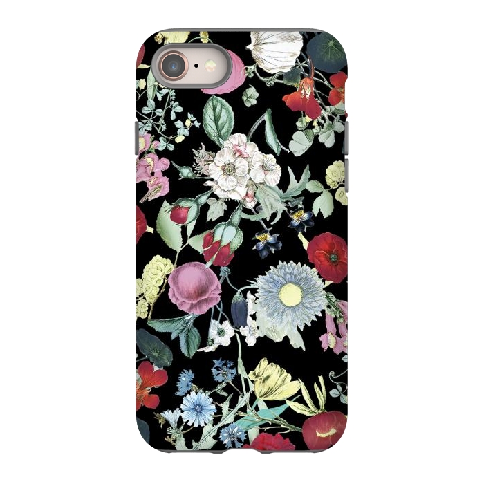 iPhone 8 StrongFit Vintage flower garden - rich colors on black by Oana 