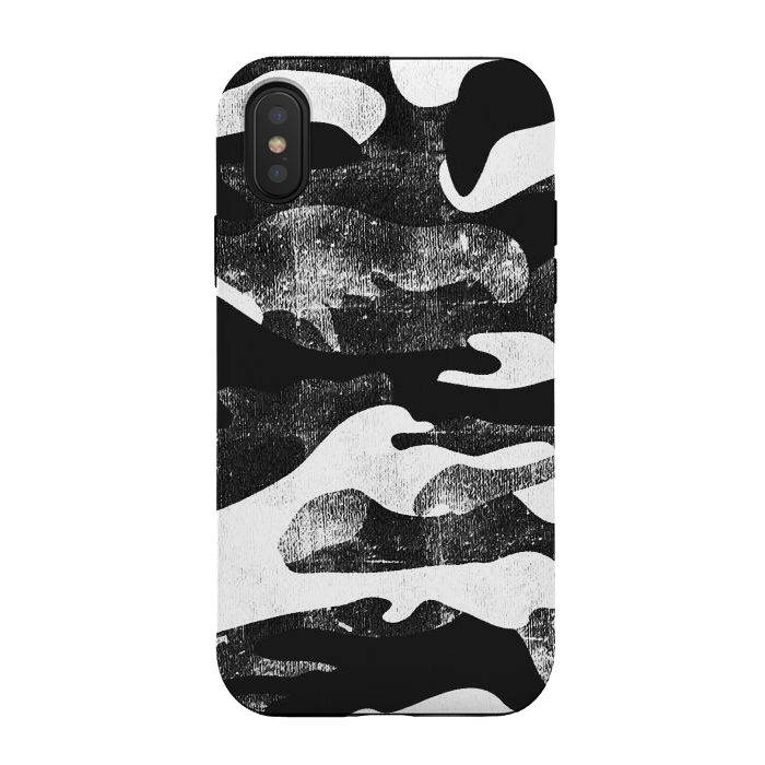iPhone Xs / X StrongFit Textured grunge monochrome camouflage by Oana 