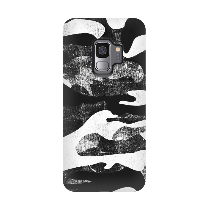 Galaxy S9 StrongFit Textured grunge monochrome camouflage by Oana 