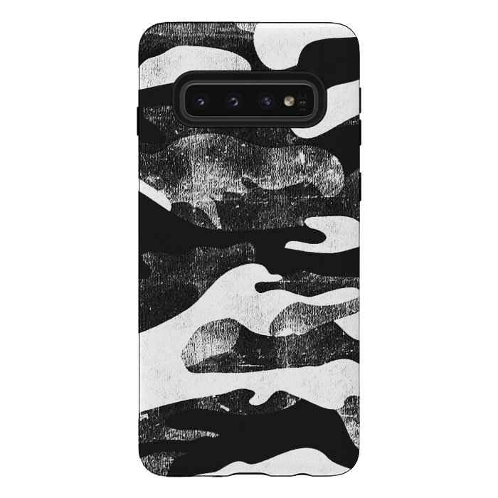 Galaxy S10 StrongFit Textured grunge monochrome camouflage by Oana 