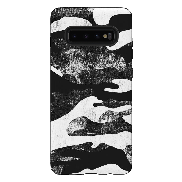 Galaxy S10 plus StrongFit Textured grunge monochrome camouflage by Oana 