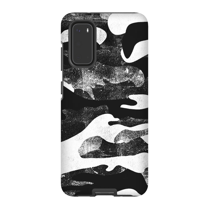 Galaxy S20 StrongFit Textured grunge monochrome camouflage by Oana 