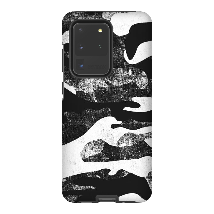 Galaxy S20 Ultra StrongFit Textured grunge monochrome camouflage by Oana 
