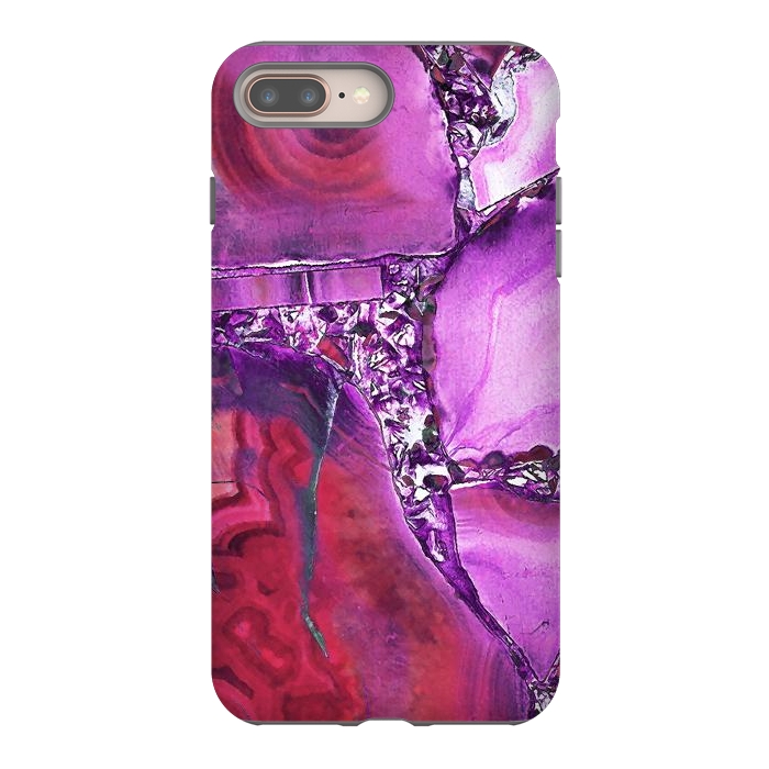 iPhone 7 plus StrongFit Vibrant red pink geode and rhinestones by Oana 