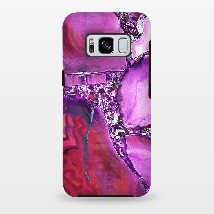 Galaxy S8 plus StrongFit Vibrant red pink geode and rhinestones by Oana 