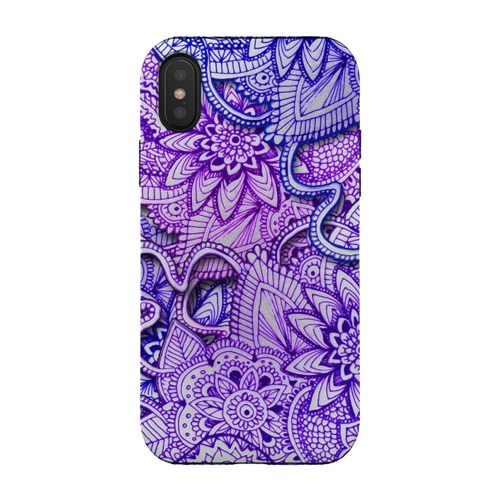 iPhone Xs / X StrongFit Floral Doodle G582 by Medusa GraphicArt