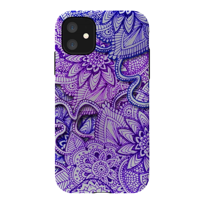 iPhone 11 StrongFit Floral Doodle G582 by Medusa GraphicArt