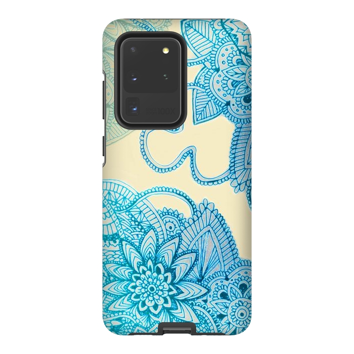 Galaxy S20 Ultra StrongFit Floral Doodle G580 by Medusa GraphicArt