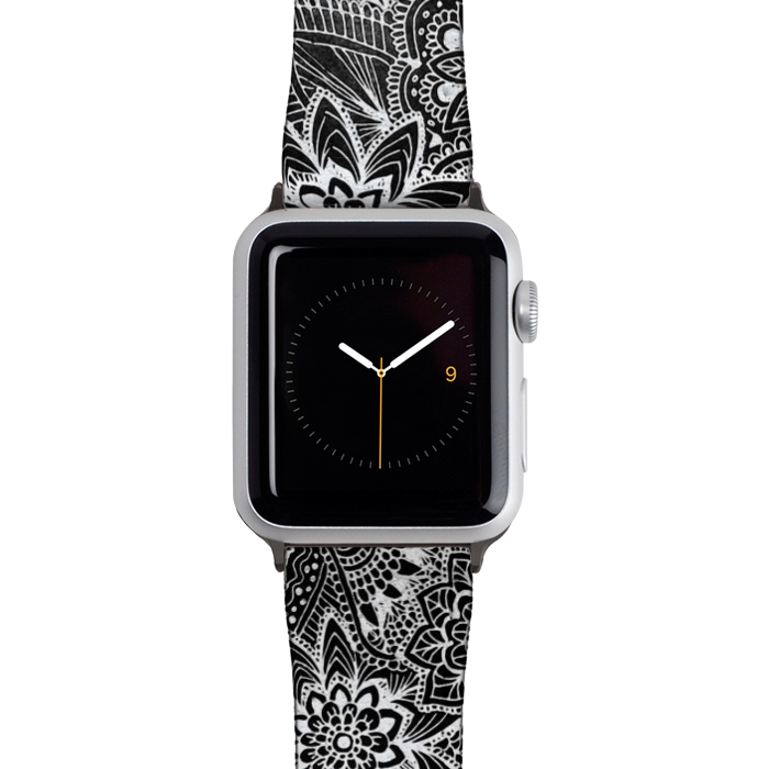 Watch 42mm / 44mm Strap PU leather Floral Doodle G581 by Medusa GraphicArt