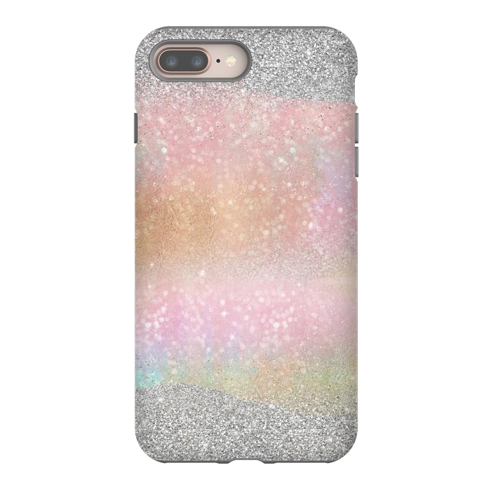 iPhone 7 plus StrongFit Elegant Silver Gold strokes rainbow glow Glitter abstract image by InovArts