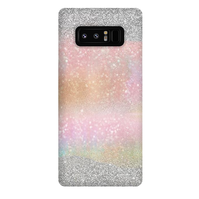 Galaxy Note 8 StrongFit Elegant Silver Gold strokes rainbow glow Glitter abstract image by InovArts