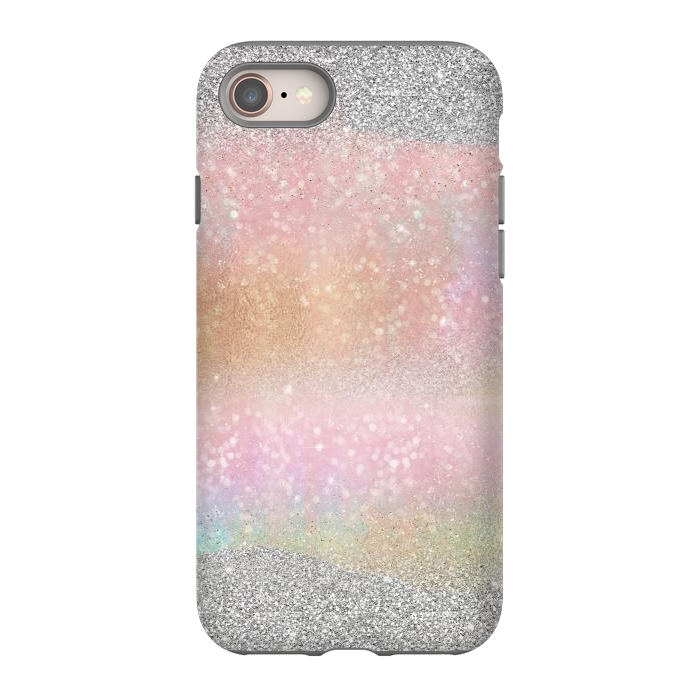 iPhone 8 StrongFit Elegant Silver Gold strokes rainbow glow Glitter abstract image by InovArts