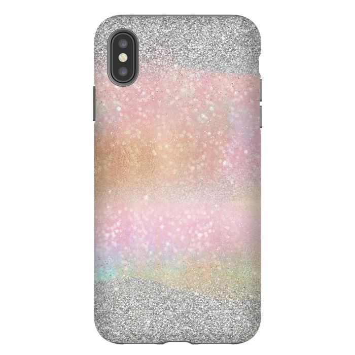 iPhone Xs Max StrongFit Elegant Silver Gold strokes rainbow glow Glitter abstract image by InovArts
