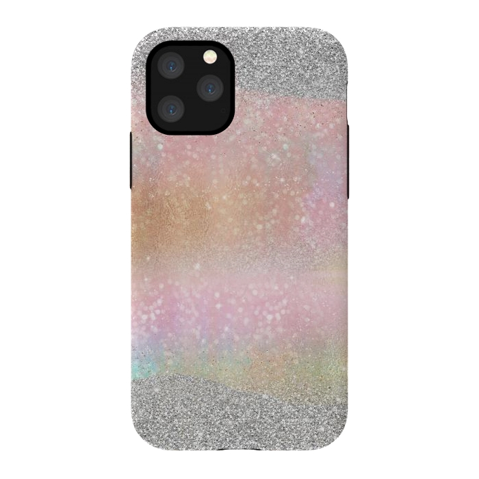iPhone 11 Pro StrongFit Elegant Silver Gold strokes rainbow glow Glitter abstract image by InovArts