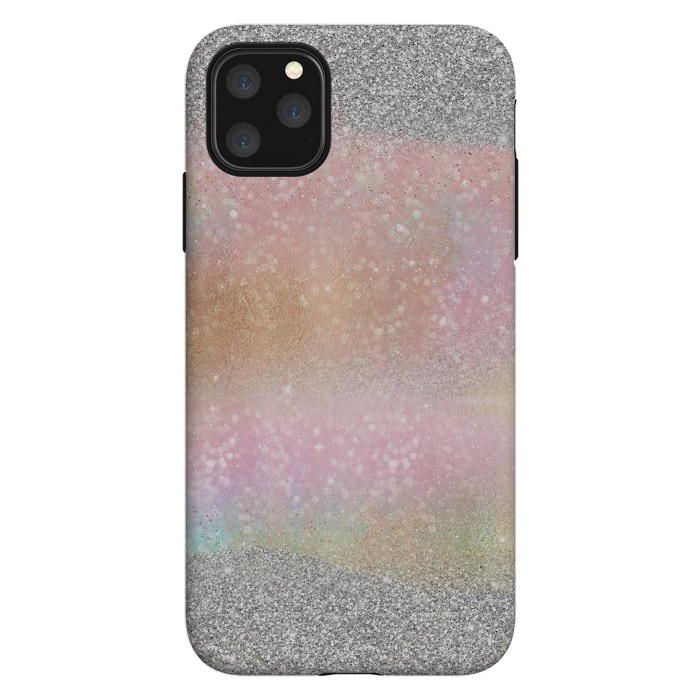 iPhone 11 Pro Max StrongFit Elegant Silver Gold strokes rainbow glow Glitter abstract image by InovArts