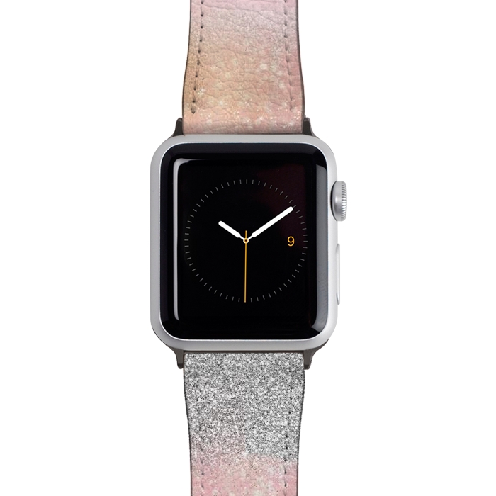 Watch 38mm / 40mm Strap PU leather Elegant Silver Gold strokes rainbow glow Glitter abstract image by InovArts
