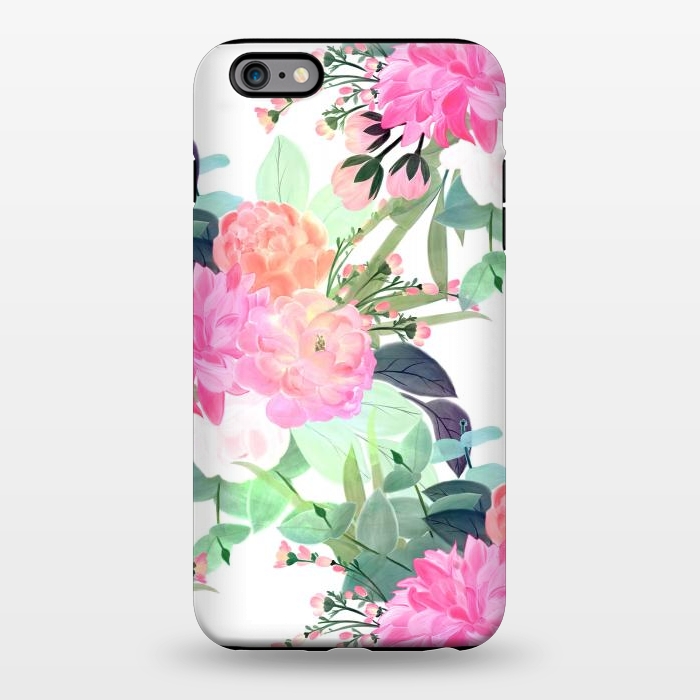 iPhone 6/6s plus StrongFit Girly Pink & White Flowers Watercolor Paint by InovArts