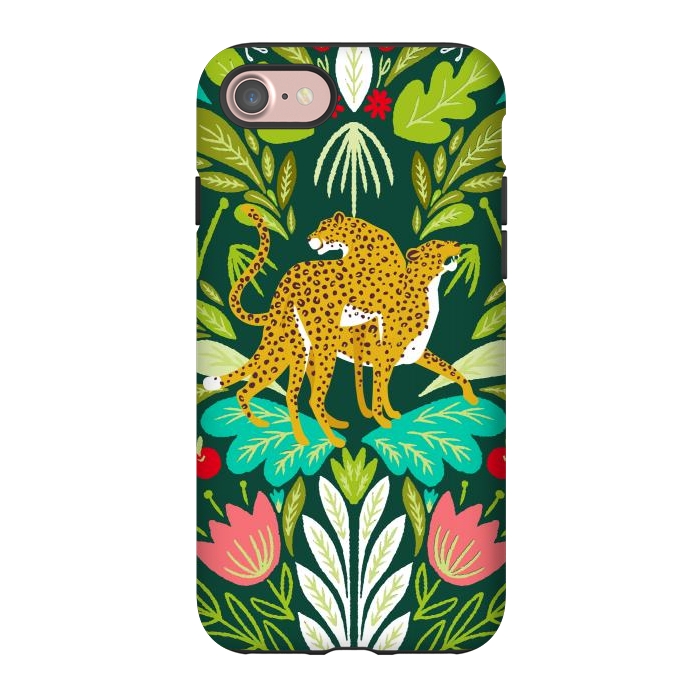 iPhone 7 StrongFit "Cheetah Couple Illustration, Wild Cat Jungle Nature, Mandala Painting, Wildlife Tropical Tiger" by Uma Prabhakar Gokhale
