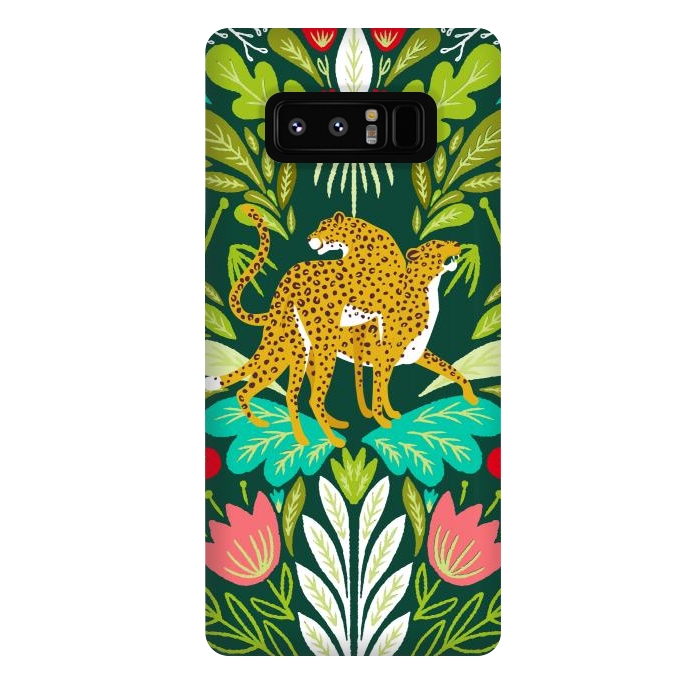 Galaxy Note 8 StrongFit "Cheetah Couple Illustration, Wild Cat Jungle Nature, Mandala Painting, Wildlife Tropical Tiger" by Uma Prabhakar Gokhale