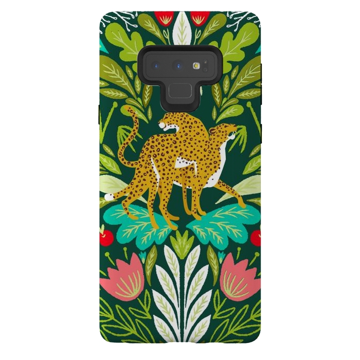 Galaxy Note 9 StrongFit "Cheetah Couple Illustration, Wild Cat Jungle Nature, Mandala Painting, Wildlife Tropical Tiger" by Uma Prabhakar Gokhale