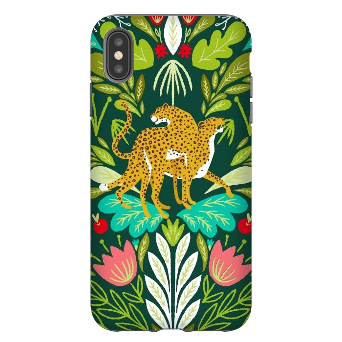 iPhone Xs Max StrongFit "Cheetah Couple Illustration, Wild Cat Jungle Nature, Mandala Painting, Wildlife Tropical Tiger" by Uma Prabhakar Gokhale