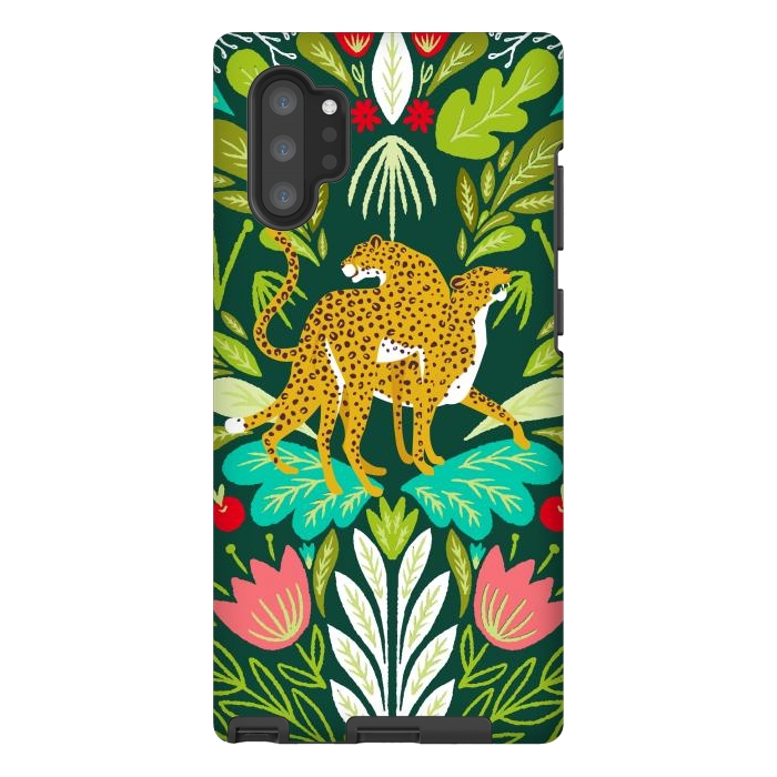 Galaxy Note 10 plus StrongFit "Cheetah Couple Illustration, Wild Cat Jungle Nature, Mandala Painting, Wildlife Tropical Tiger" by Uma Prabhakar Gokhale