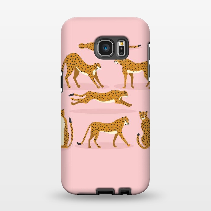 Galaxy S7 EDGE StrongFit Cheetahs on pink  by Jelena Obradovic