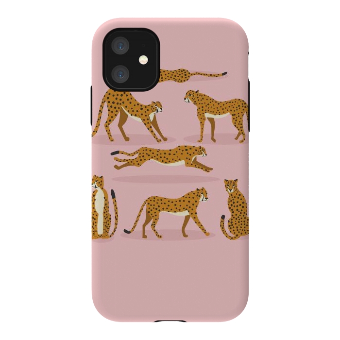 iPhone 11 StrongFit Cheetahs on pink  by Jelena Obradovic