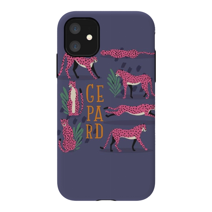 iPhone 11 StrongFit Cheetahs on purple by Jelena Obradovic