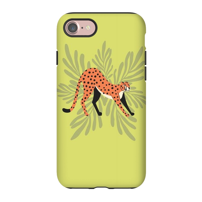 iPhone 7 StrongFit Cheetah stretching mint by Jelena Obradovic