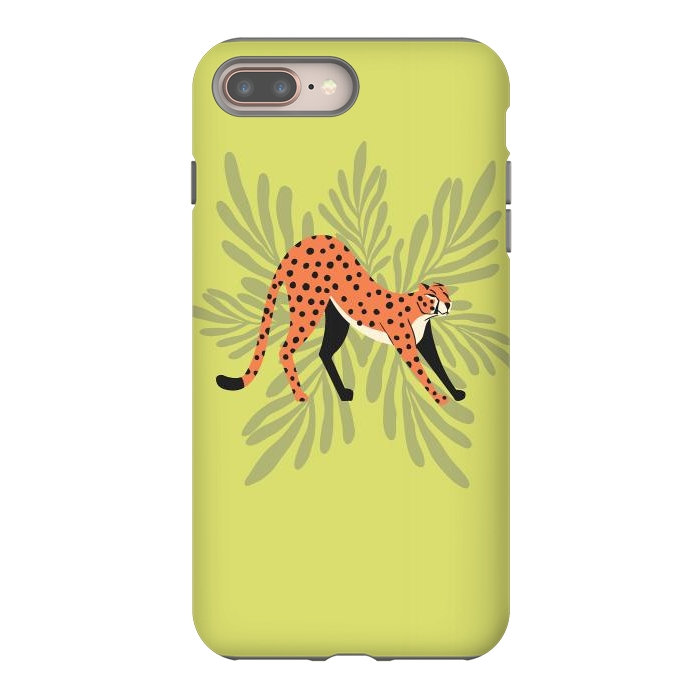iPhone 7 plus StrongFit Cheetah stretching mint by Jelena Obradovic