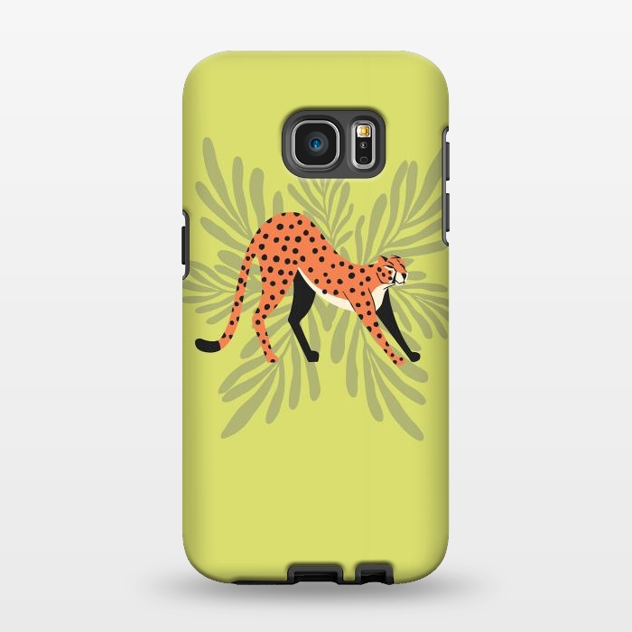 Galaxy S7 EDGE StrongFit Cheetah stretching mint by Jelena Obradovic
