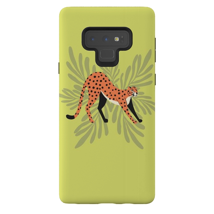 Galaxy Note 9 StrongFit Cheetah stretching mint by Jelena Obradovic