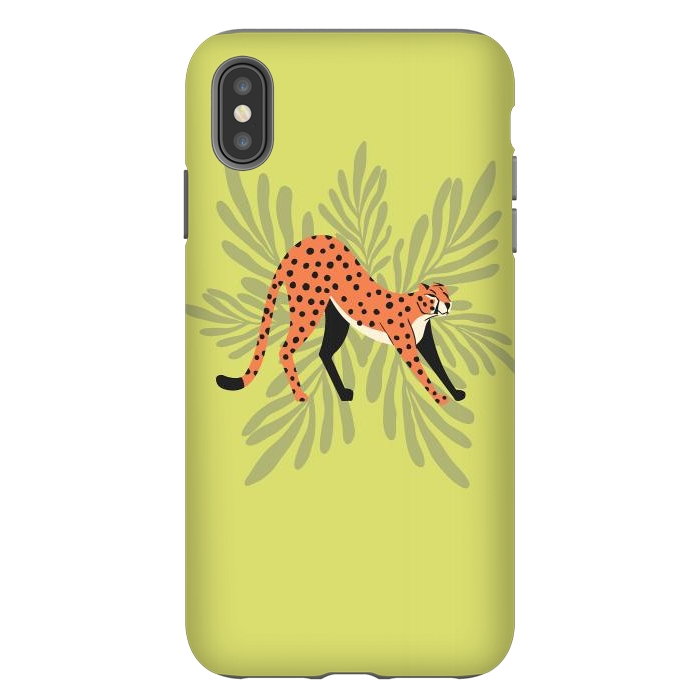 iPhone Xs Max StrongFit Cheetah stretching mint by Jelena Obradovic