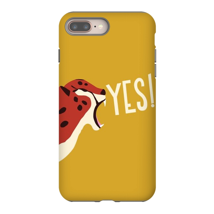 iPhone 8 plus StrongFit Cheetah roaring YES, mustard by Jelena Obradovic