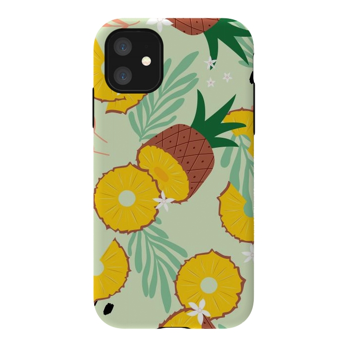 iPhone 11 StrongFit Pineapple pattern 03 by Jelena Obradovic