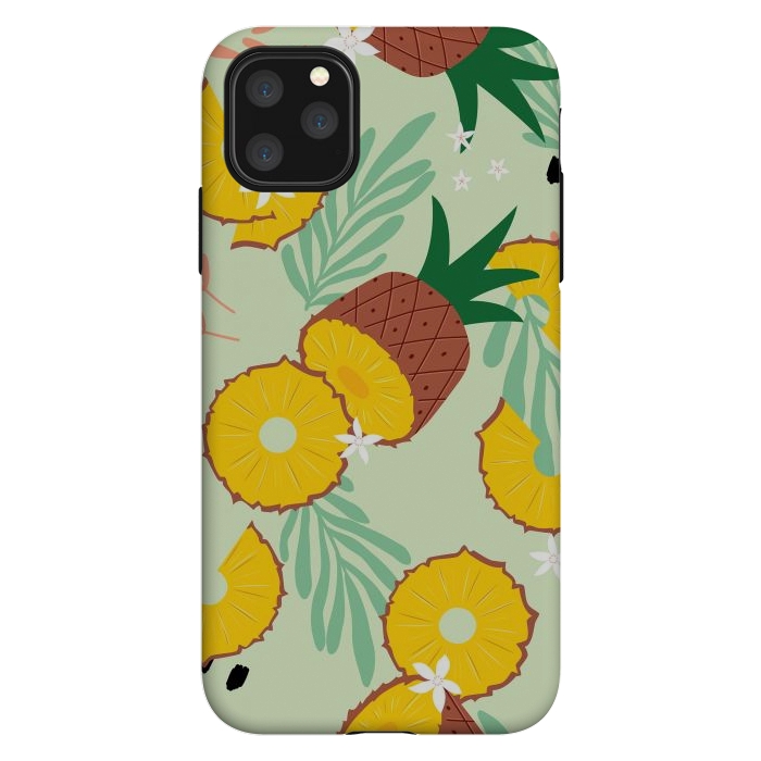 iPhone 11 Pro Max StrongFit Pineapple pattern 03 by Jelena Obradovic