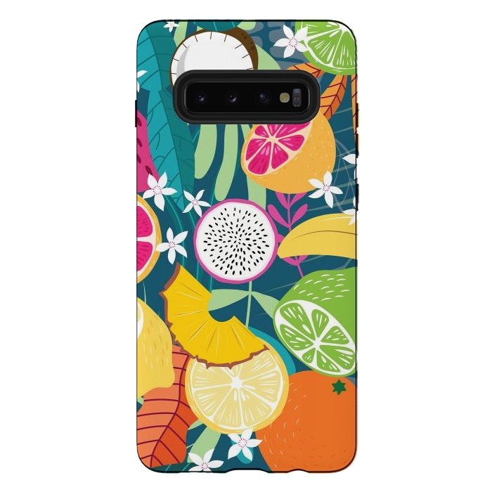 Galaxy S10 plus StrongFit Tropical fruit pattern 02 by Jelena Obradovic