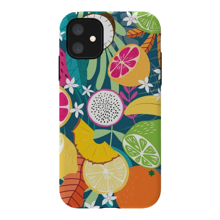 iPhone 11 StrongFit Tropical fruit pattern 02 by Jelena Obradovic