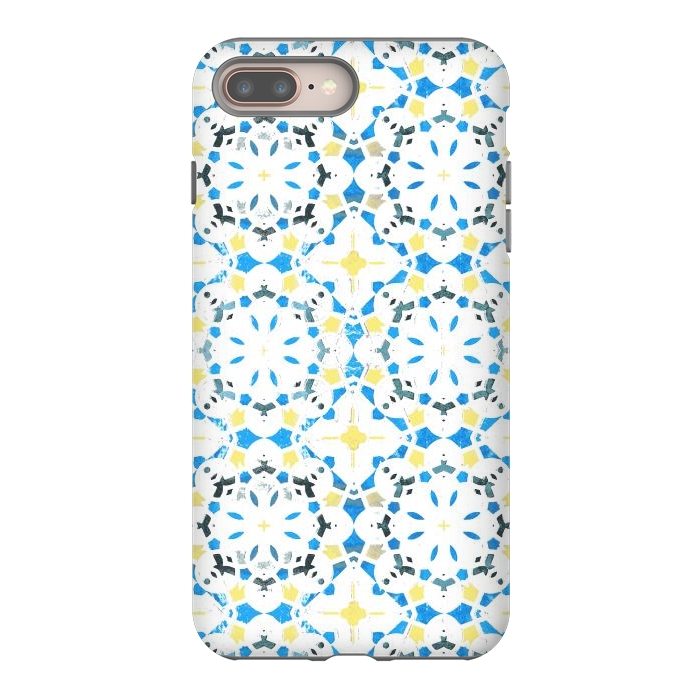 iPhone 7 plus StrongFit Vibrant blue yellow Moroccan tiles by Oana 
