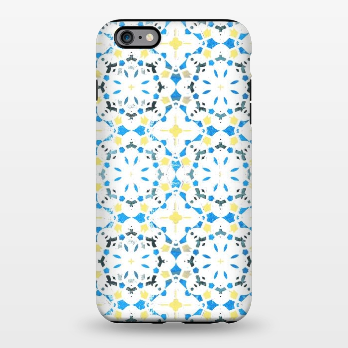 iPhone 6/6s plus StrongFit Vibrant blue yellow Moroccan tiles by Oana 
