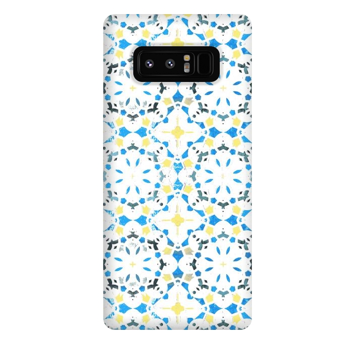 Galaxy Note 8 StrongFit Vibrant blue yellow Moroccan tiles by Oana 