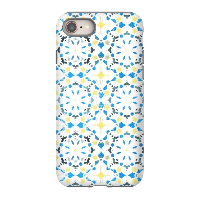 iPhone 8 StrongFit Vibrant blue yellow Moroccan tiles by Oana 