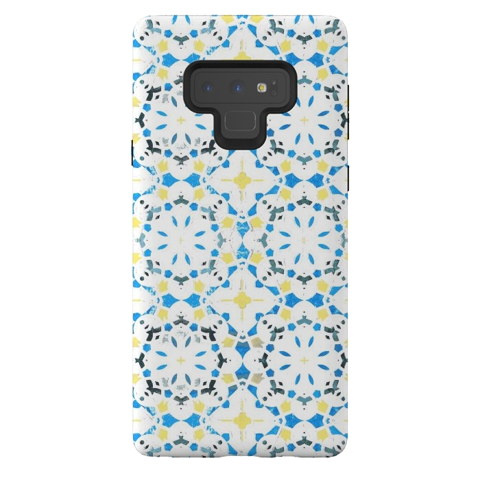 Galaxy Note 9 StrongFit Vibrant blue yellow Moroccan tiles by Oana 